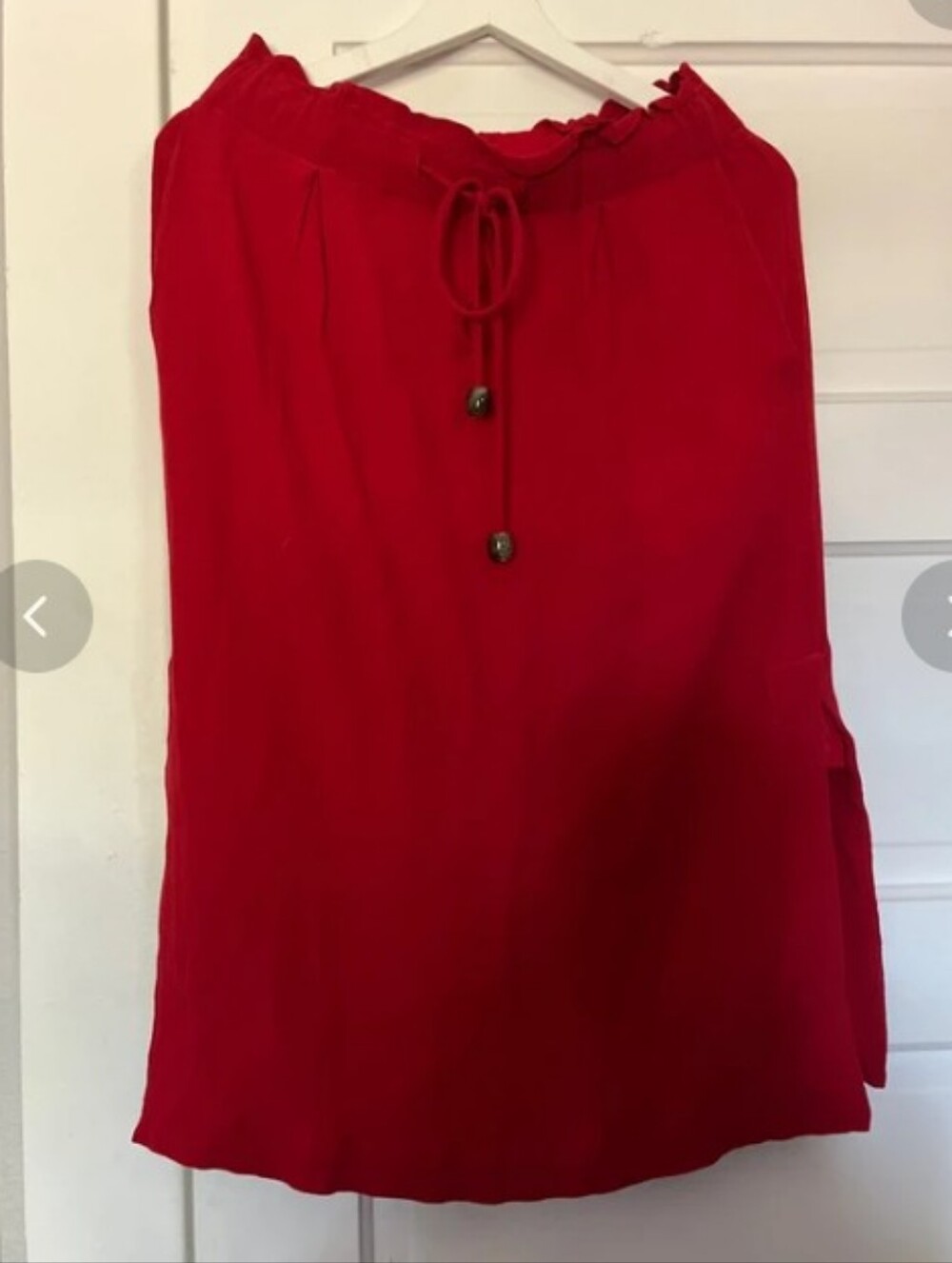 Le Lis Blanc Sz Med Cherry Red 100% Viscose Drawstring Midi Skirt